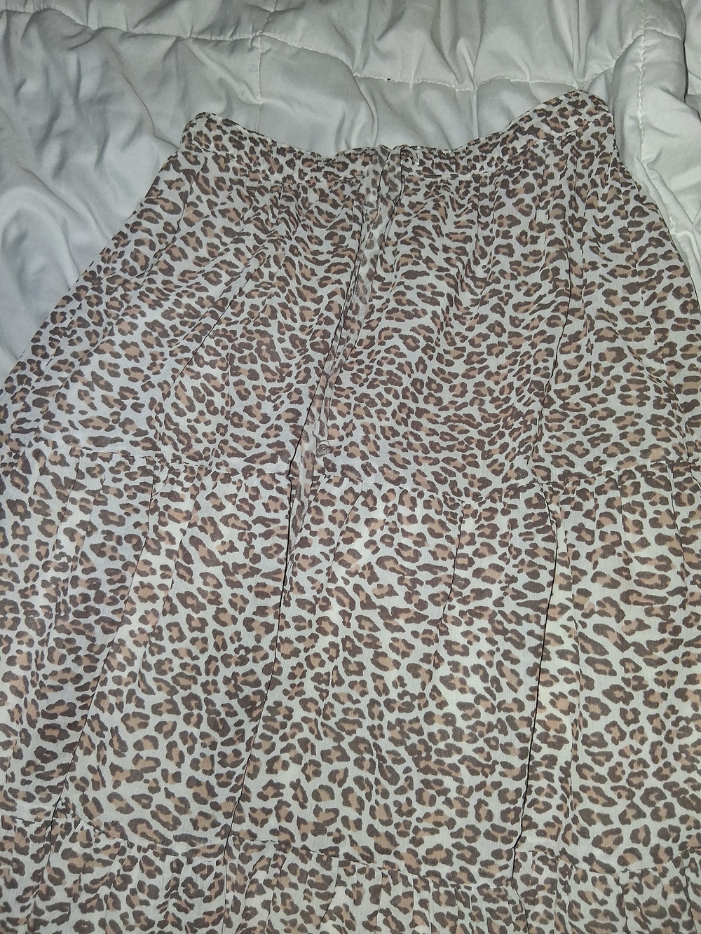 Aerie Leopard Print Tiered Maxi Skirt - Beige Brown White